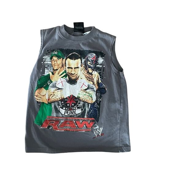 WWE Boy Small Wrestling Grapic Tee 6-7 Sleeveless John Cena CM Punk Rey Mysterio - Picture 1 of 3